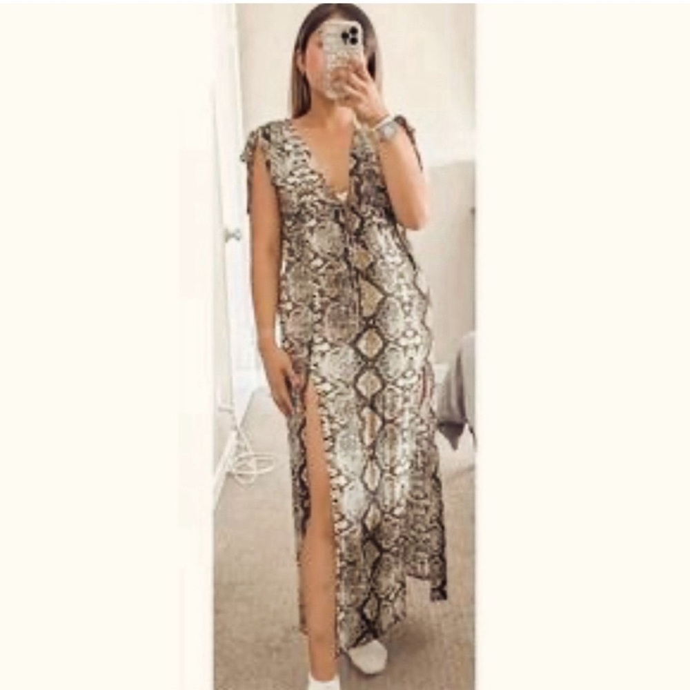 MAR by Vix Double Slit Snakeskin Dress Size Small